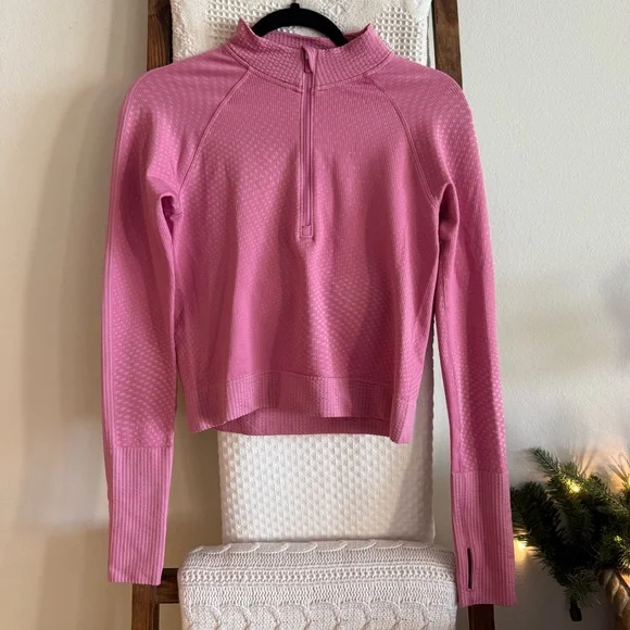 Lululemon Pink Athletic Long Sleeve Quarter Zip Top - Picture 1 of 6